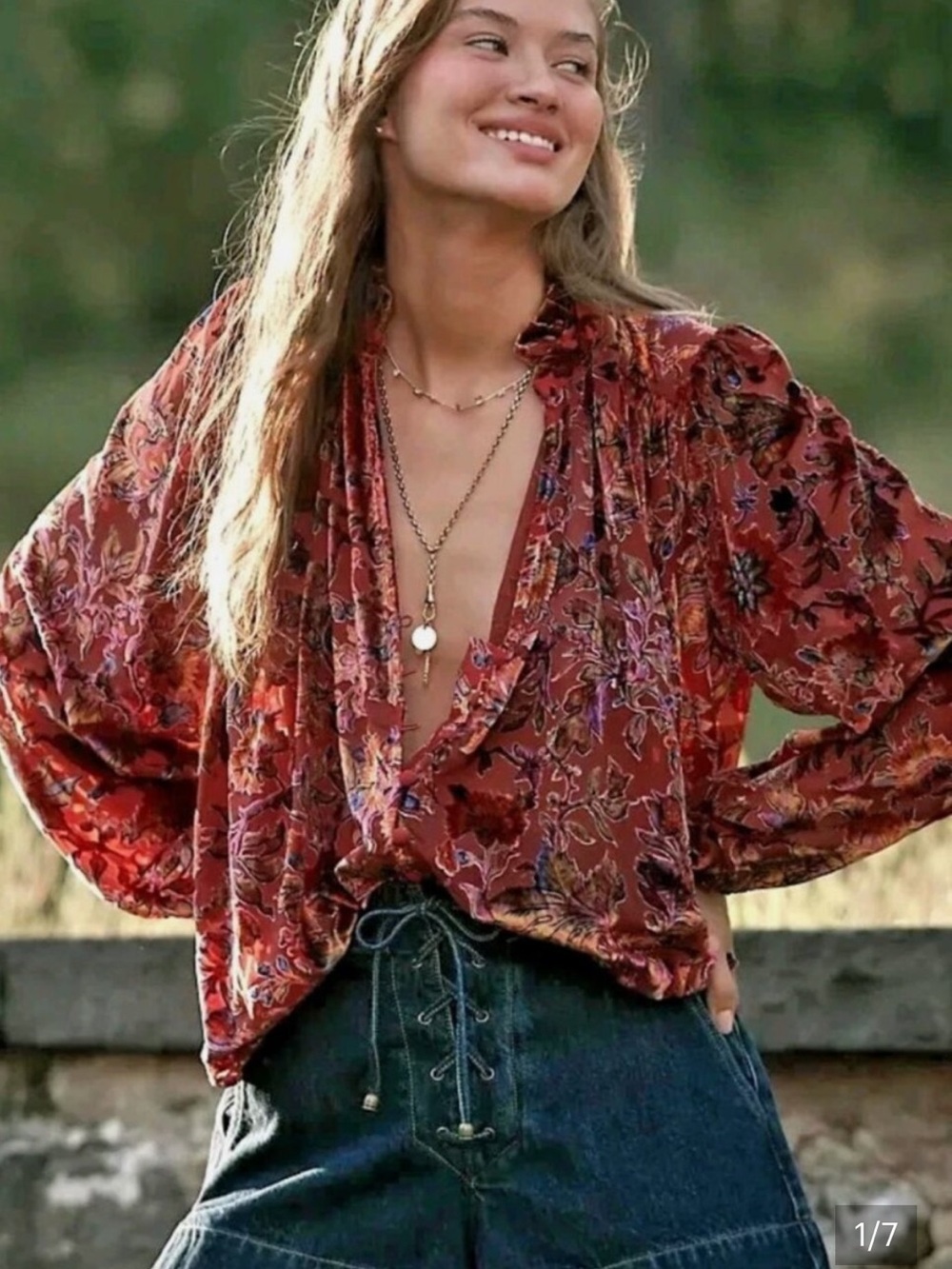 Anthropologie The Estela Sheer Printed Burnout Blouse Medium NWT